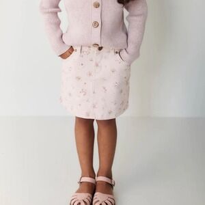 Jamie Kay Adrienne Floral Pink Denim Skirt dusty Rose 8 yrs